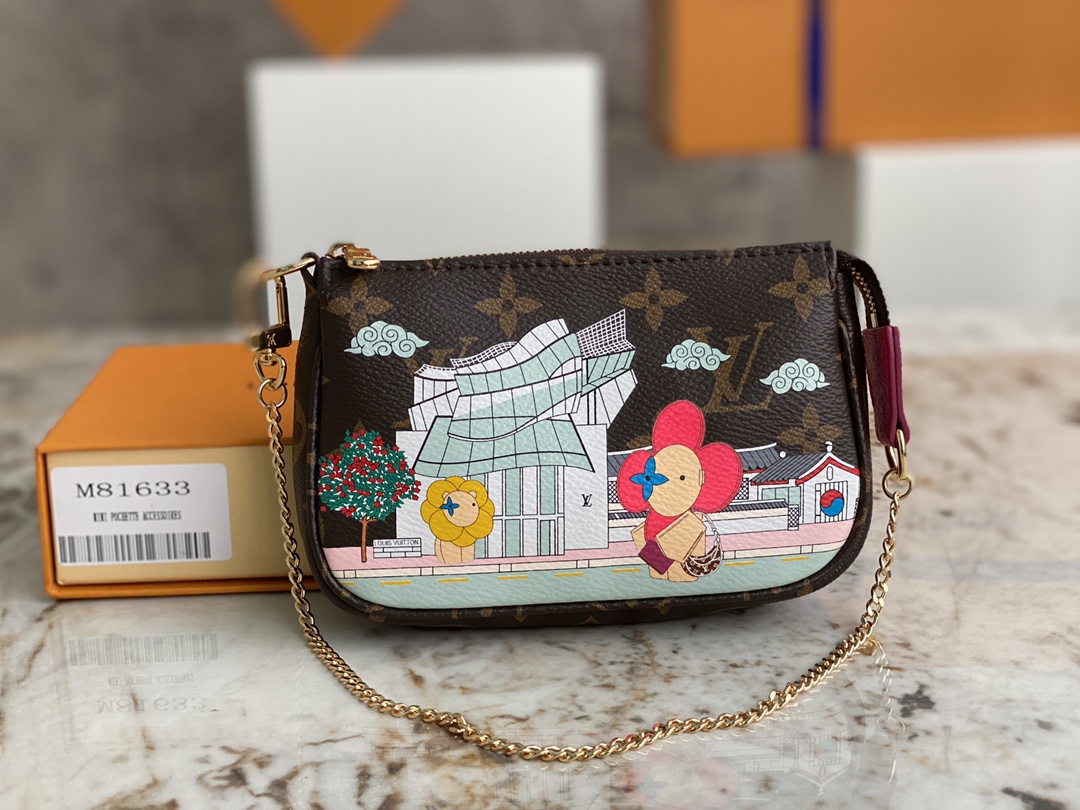 [TOP] Louis Vuitton LV Vivienne Holidays 2022 Mini Pochette Accessoires Bag 15.5x10.5x4cm - Brown