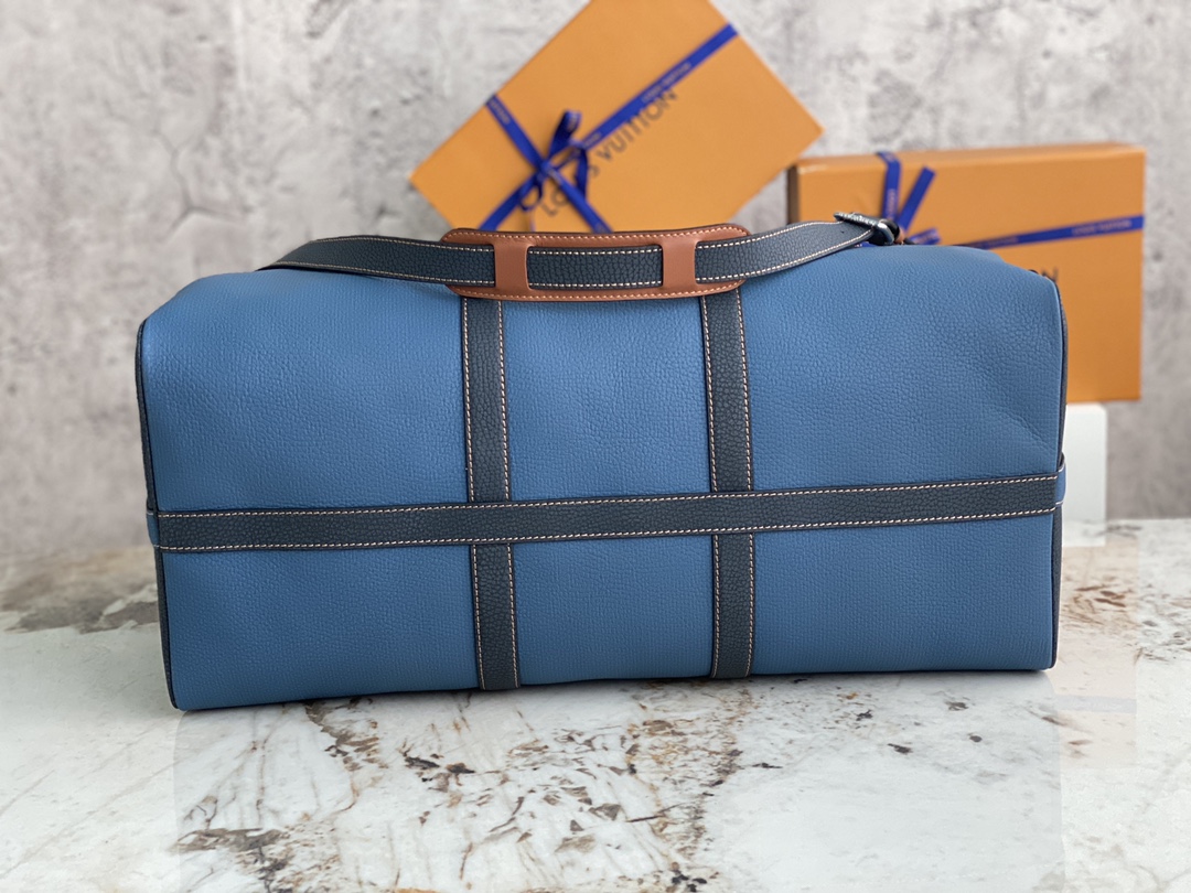 [TOP] Louis Vuitton LV Keepall BANDOULIÈRE 50 Travel Bag Taurillon Leather 50 x 29 x 23 cm - Denim