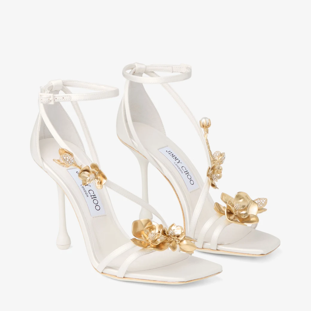 [TOP] Jimmy Choo Gilded Flower High Heel Sandals - 2 Colors