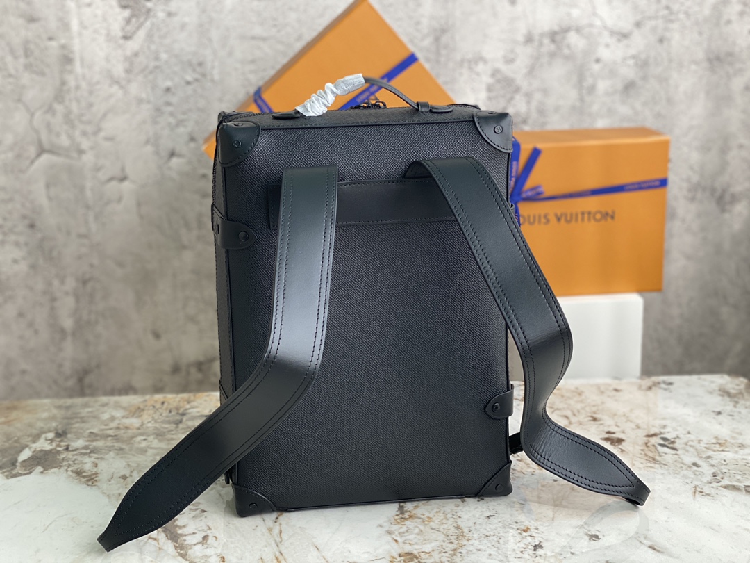 [TOP] Louis Vuitton LV Men's Soft Trunk Backpack 26x37x14cm - Black