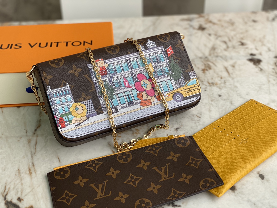 [TOP] Louis Vuitton LV Vivienne Holidays 2022 Pochette Félicie Bag 21X12X3cm - Brown