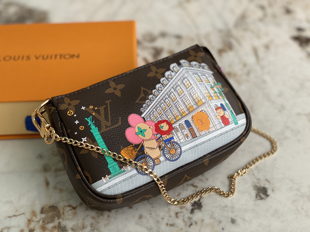 [TOP] Louis Vuitton LV Vivienne Holidays 2022 Mini Pochette Accessoires Bag 15.5x10.5x4cm - Brown