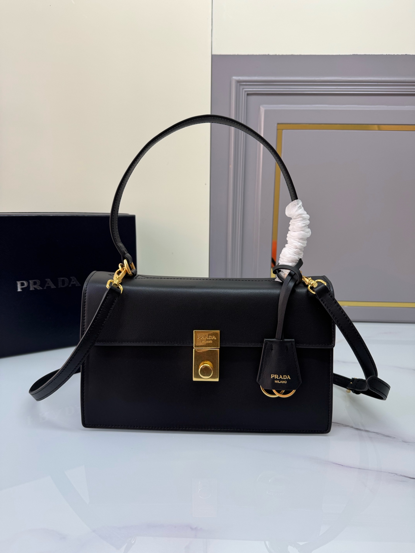 [TOP] PRADA Soft Sound Handbag Cowhide&Lnner Soft Sheepskin 28x17x11cm - 3 Colour