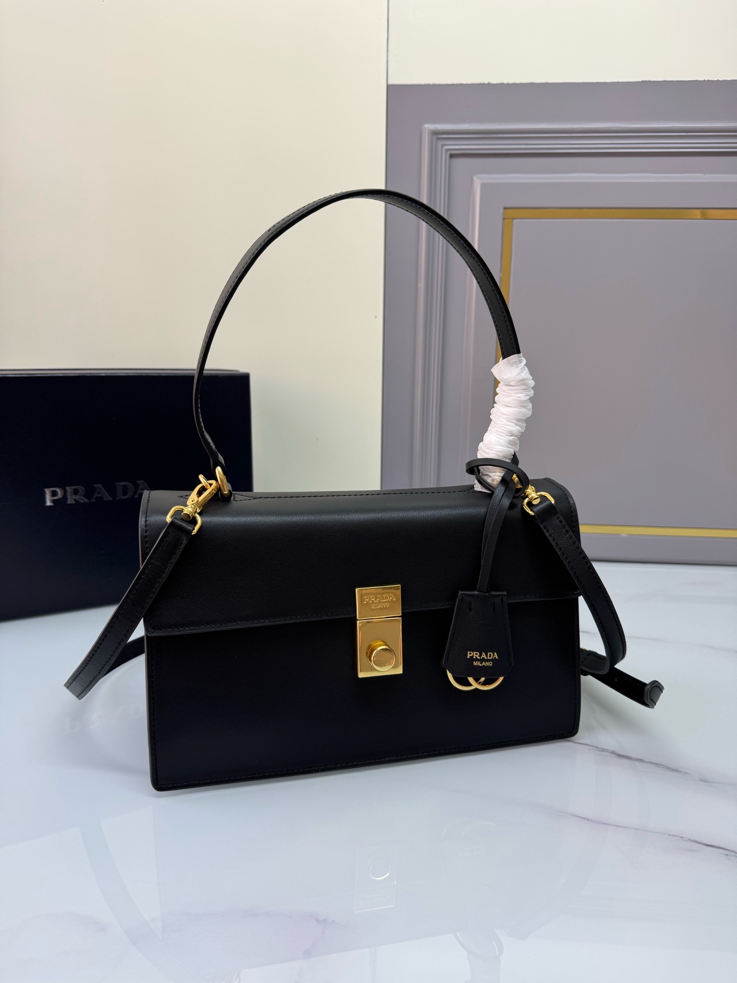 [TOP] PRADA Soft Sound Handbag Cowhide&Lnner Soft Sheepskin 28x17x11cm - 3 Colour