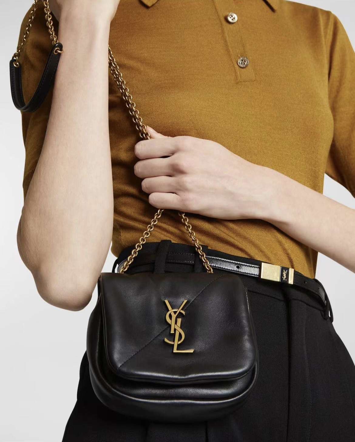 [TOP] Yves Saint Laurent YSL Jamie 4.3 Bag 16x11x4cm/29x21x9.5cm - Black & GHW