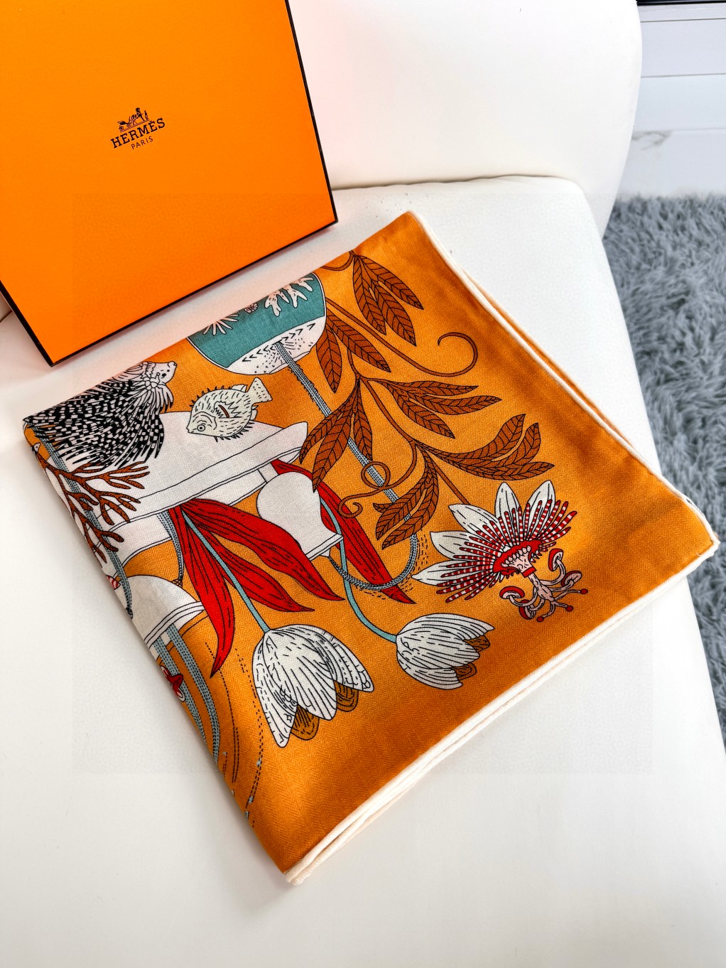 [TOP] HERMES Square Scarf 140*140cm - Orange
