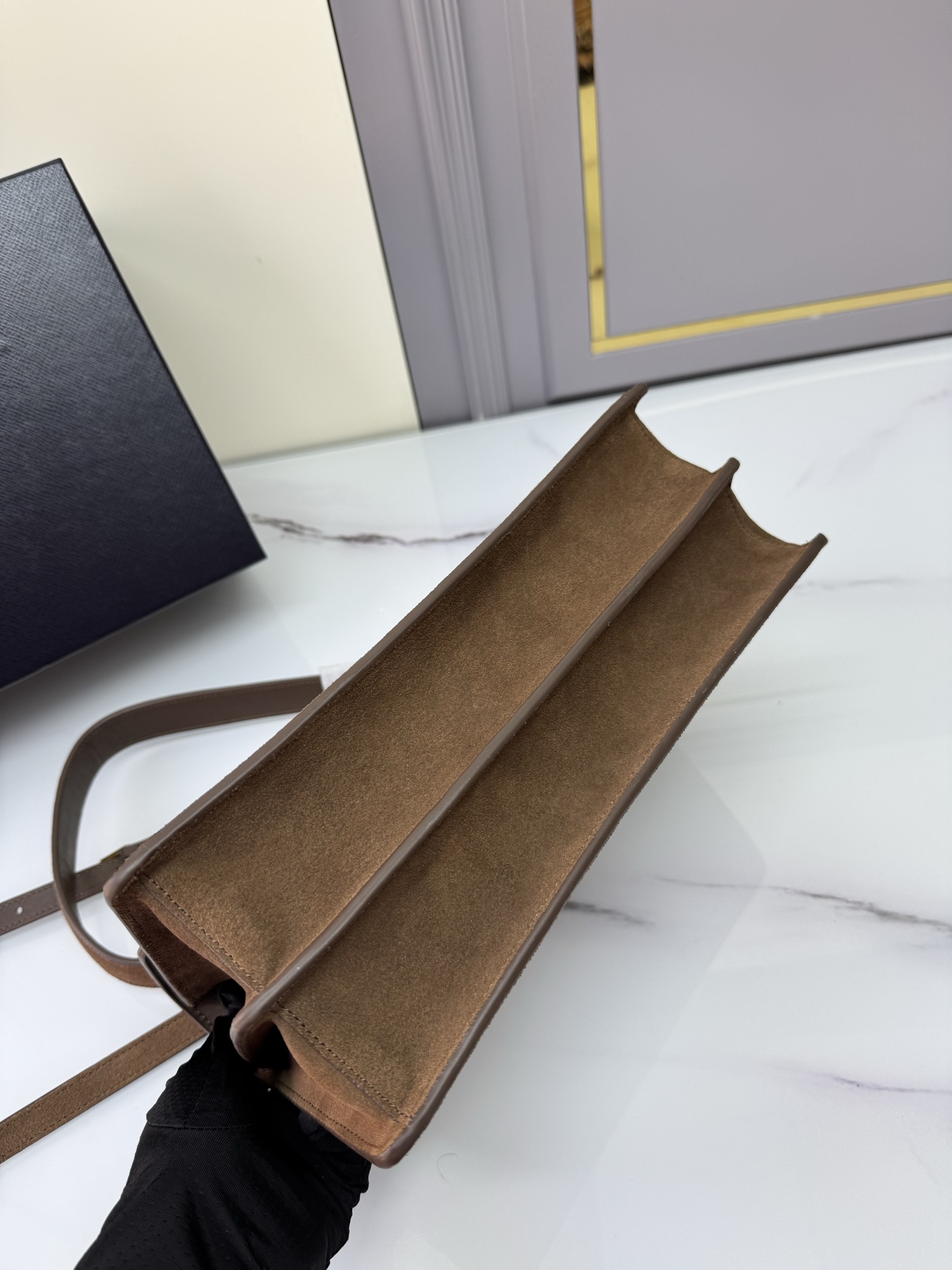 [TOP] PRADA Soft Sound Handbag Chamois 28x16x10cm - Brown