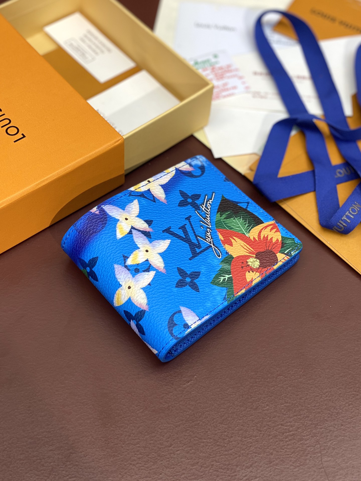 [TOP] Louis Vuitton LV Slender Wallet 11x8.5x2cm - Blue