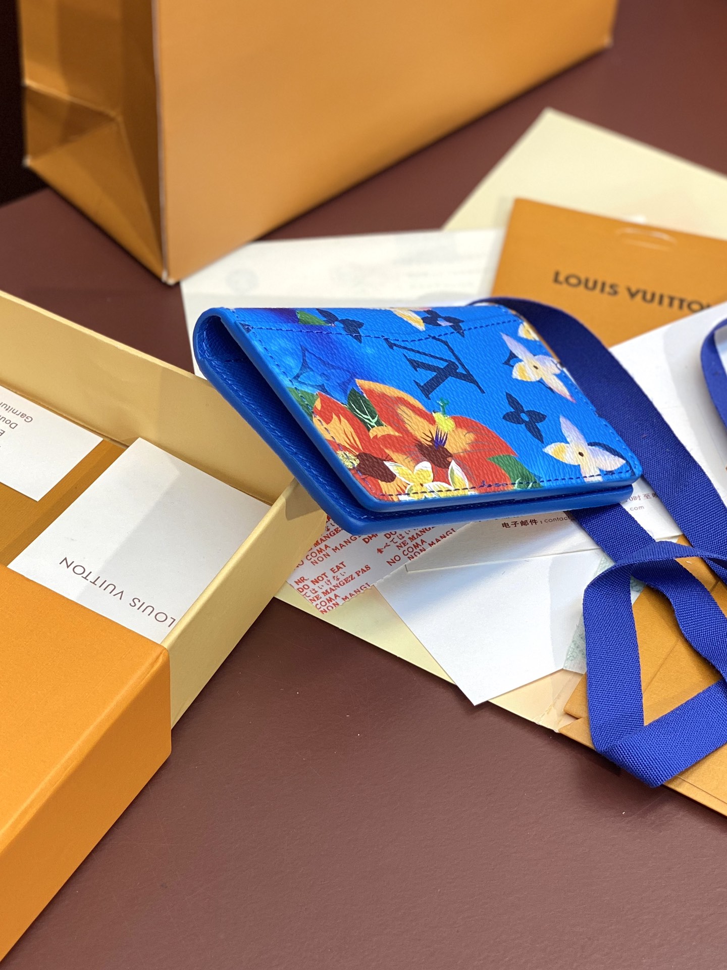 [TOP] Louis Vuitton LV Monogram Surfin Card Holder 7.5*11.1*1cm - Blue