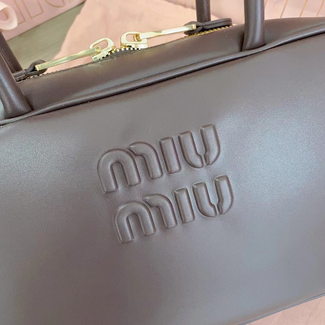 [TOP] Miu Miu Briefcase Calfskin 29x17x9cm - Dark Brown