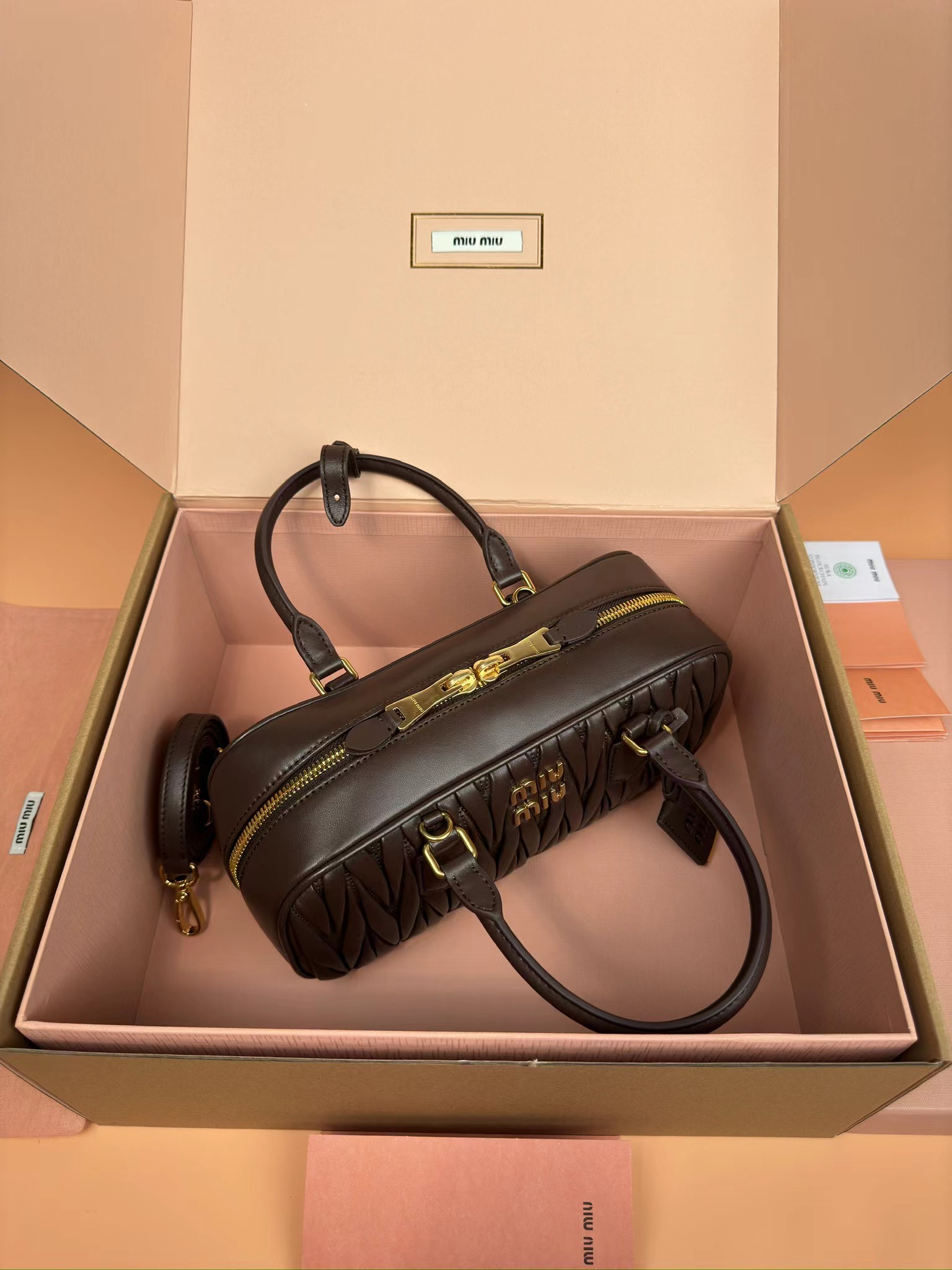 [TOP] Miu Miu Bag Calfskin 27×12×9CM - Briarwood