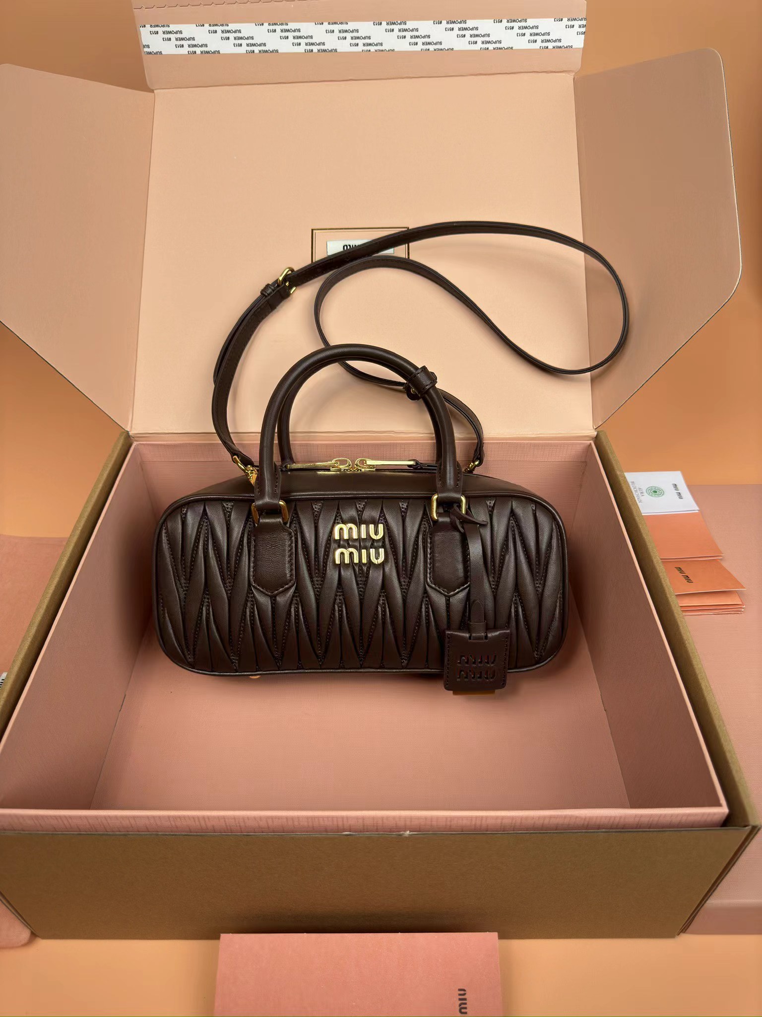 [TOP] Miu Miu Bag Calfskin 27×12×9CM - Briarwood