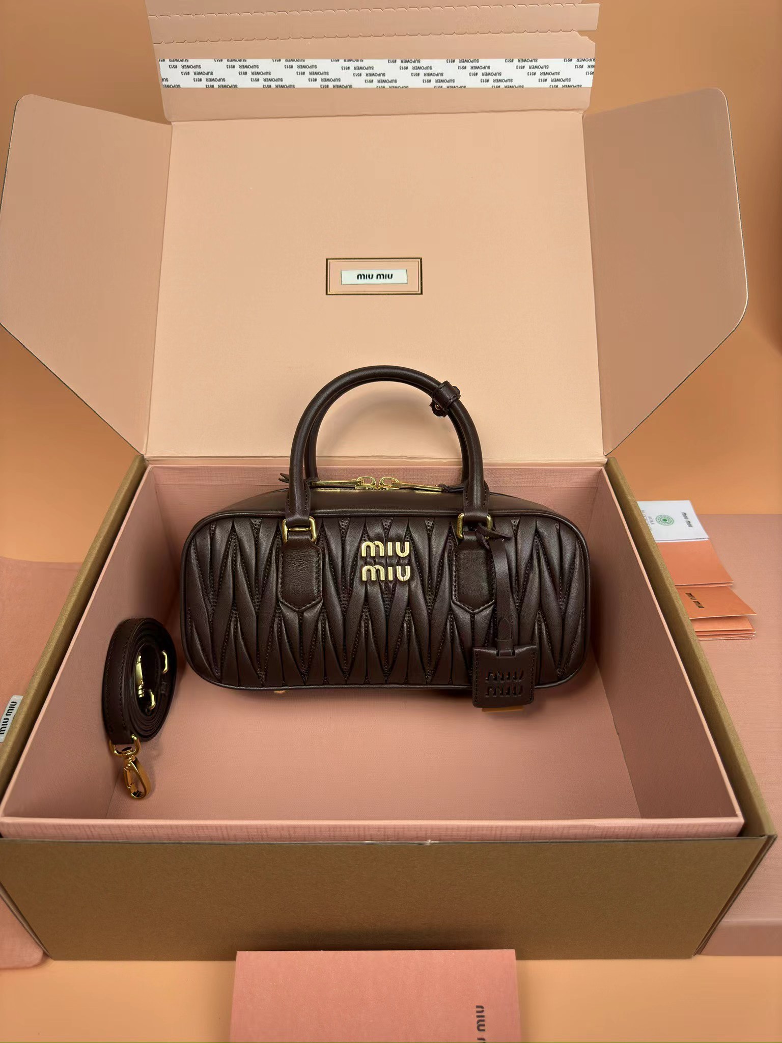 [TOP] Miu Miu Bag Calfskin 27×12×9CM - Briarwood