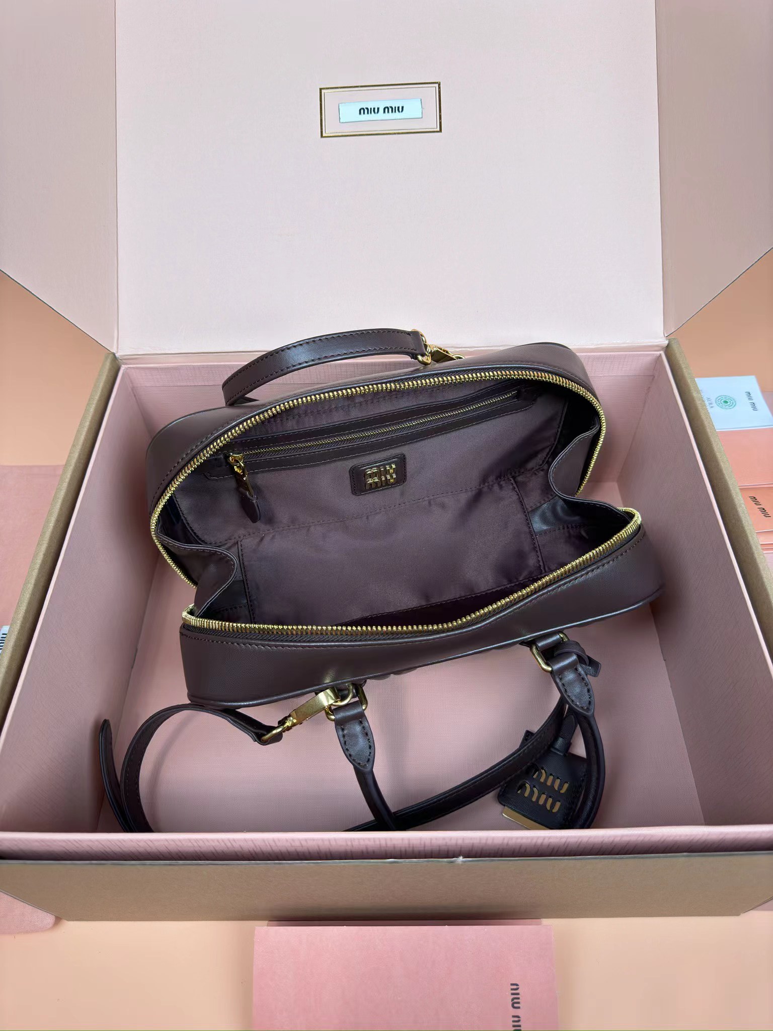 [TOP] Miu Miu Bag Calfskin 27×12×9CM - Briarwood