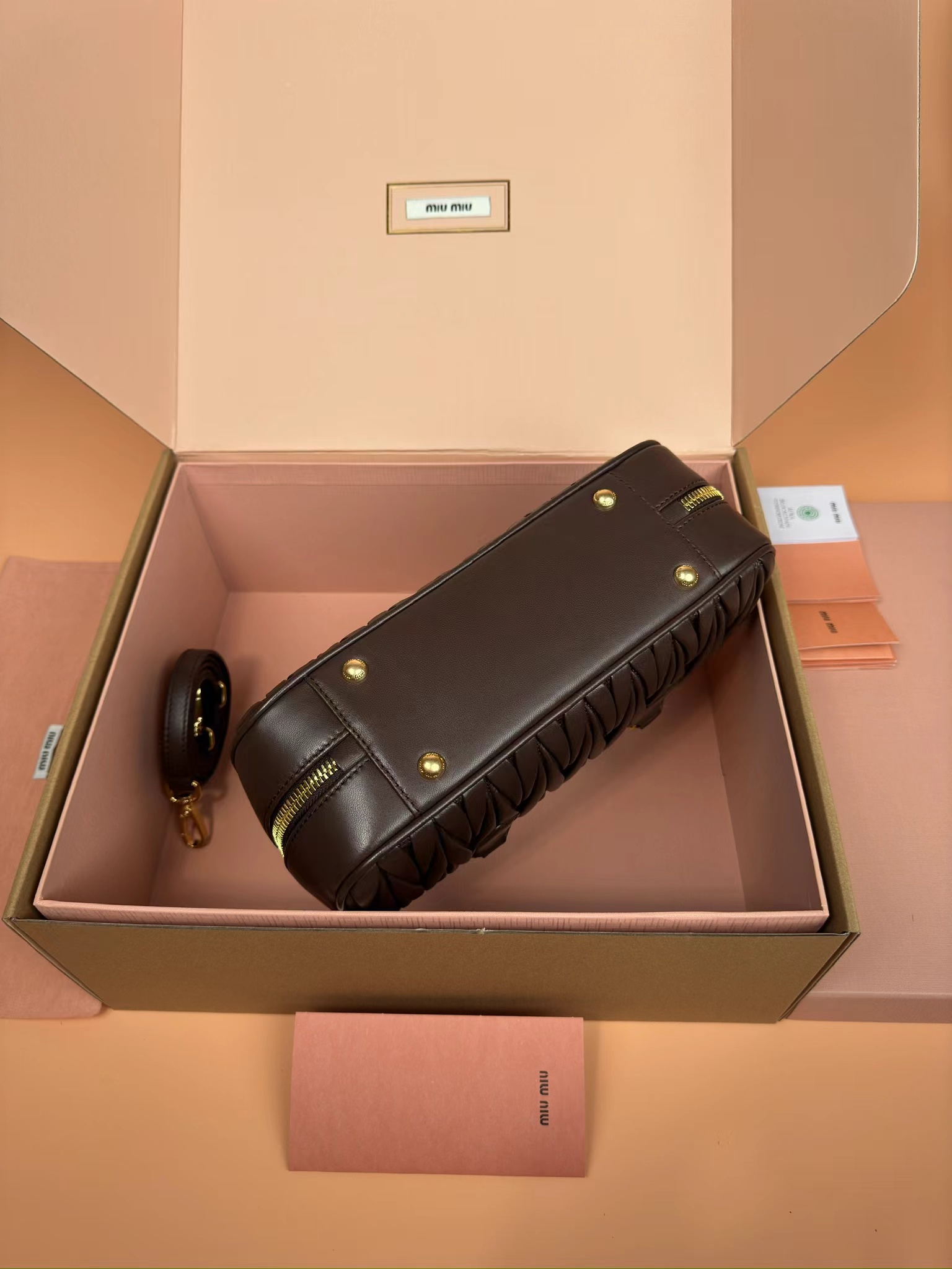 [TOP] Miu Miu Bag Calfskin 27×12×9CM - Briarwood