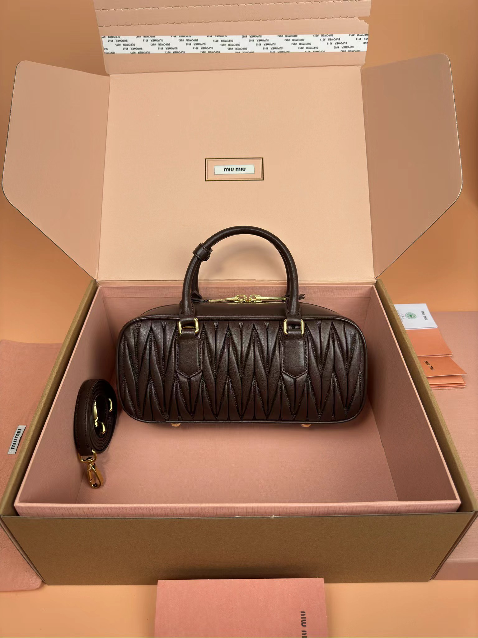 [TOP] Miu Miu Bag Calfskin 27×12×9CM - Briarwood