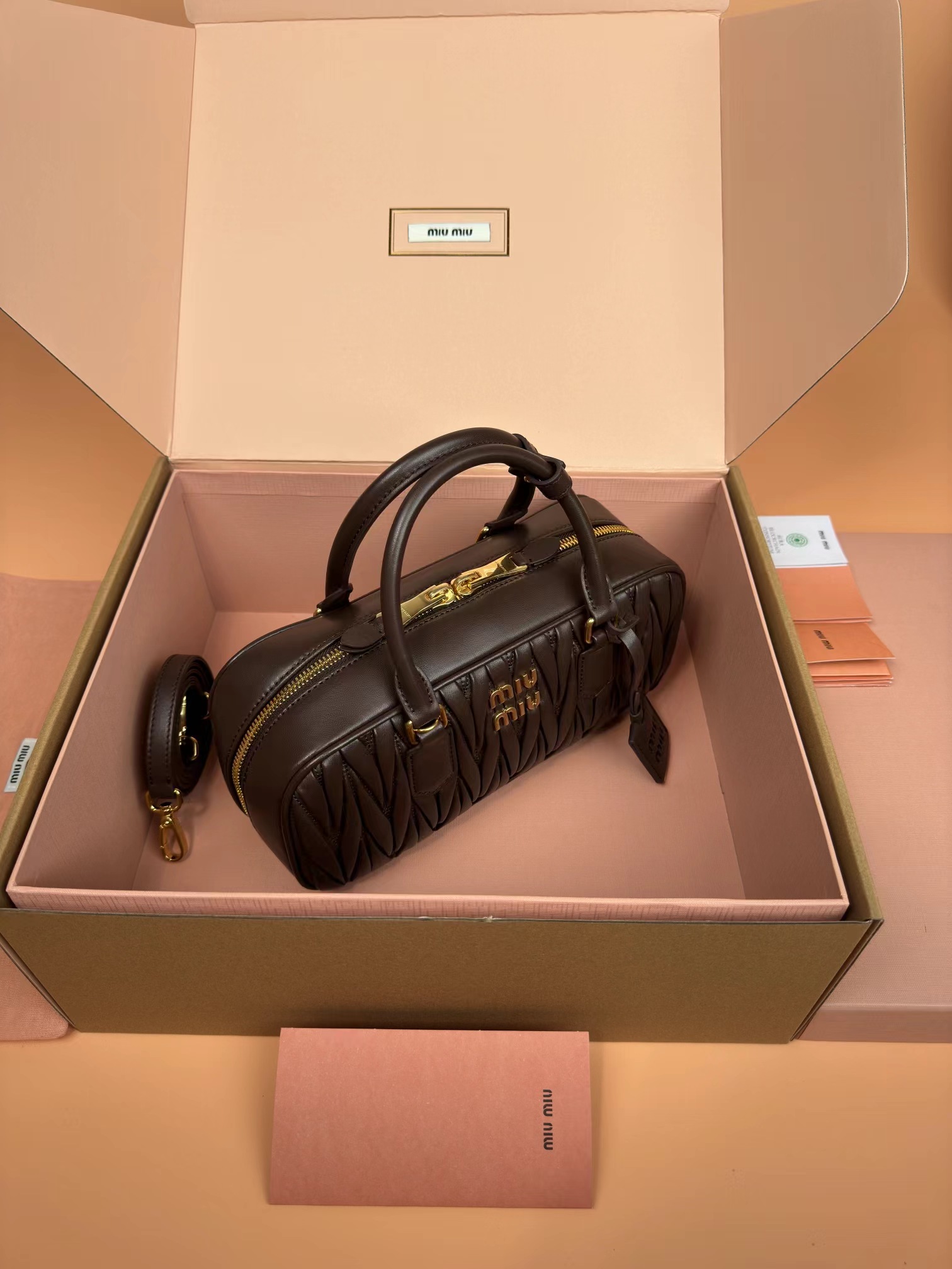 [TOP] Miu Miu Bag Calfskin 27×12×9CM - Briarwood