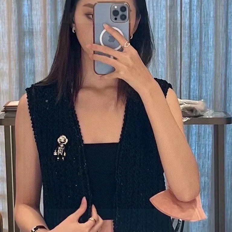 [TOP] CHANEL Coco Lion  Brooch - Black