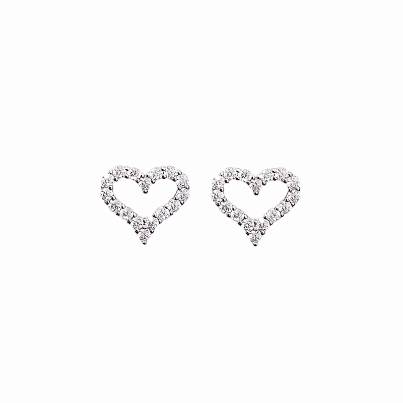[TOP] Tiffany & Co. Diamond Heart Earrings -Sliver