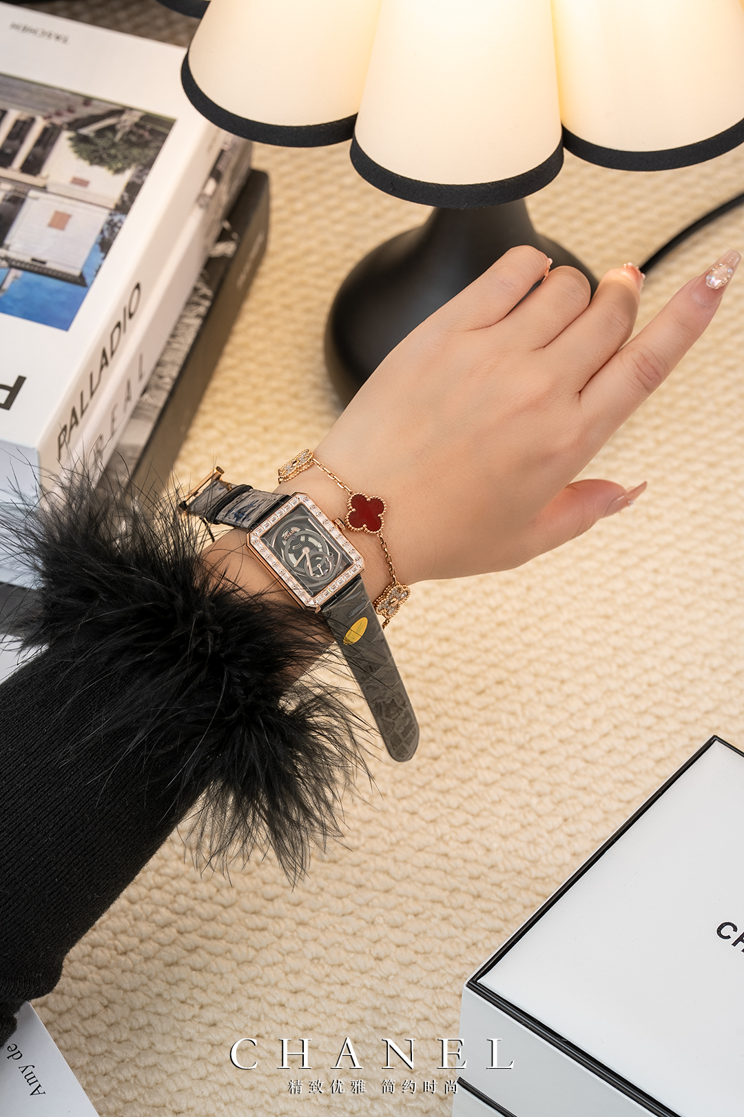 [TOP] CHANEL Boy·Friend Squelette Watch 34.6x26.7 mm - Black