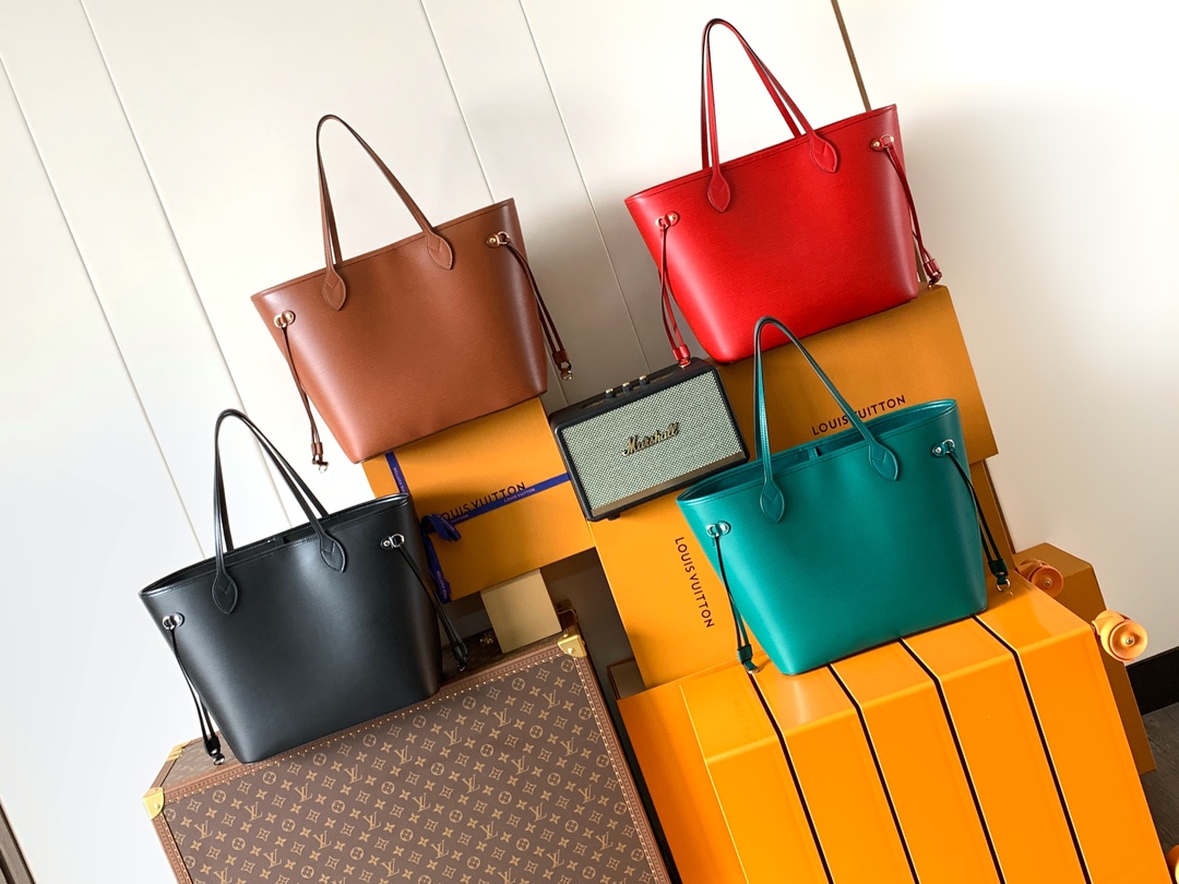 [TOP] Louis Vuitton LV Neverfull Full leather Bag 32x29x19cm - 4 colors