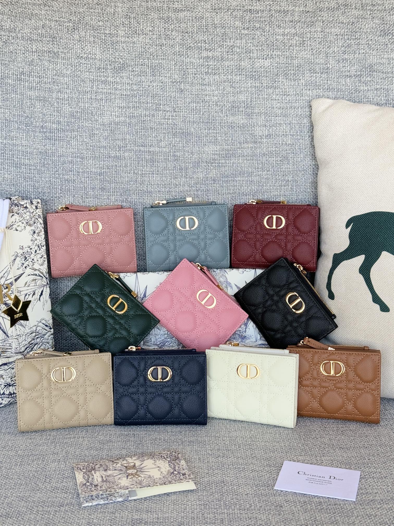 [TOP] Christian Dior Caro Dahlia Wallet 11.5x9x2cm - 10 Colour