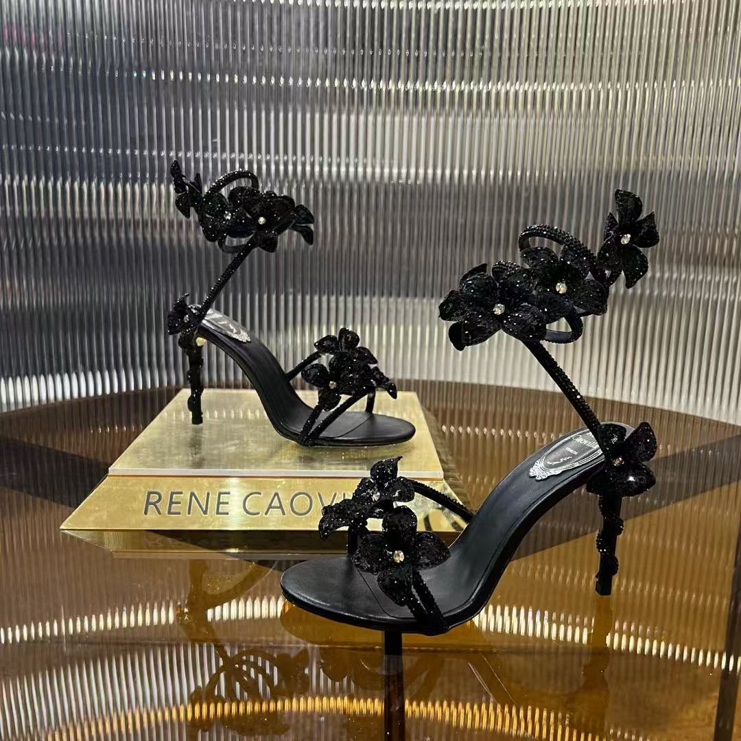 [TOP] Rene Caovilla High Heel Sandals- Black