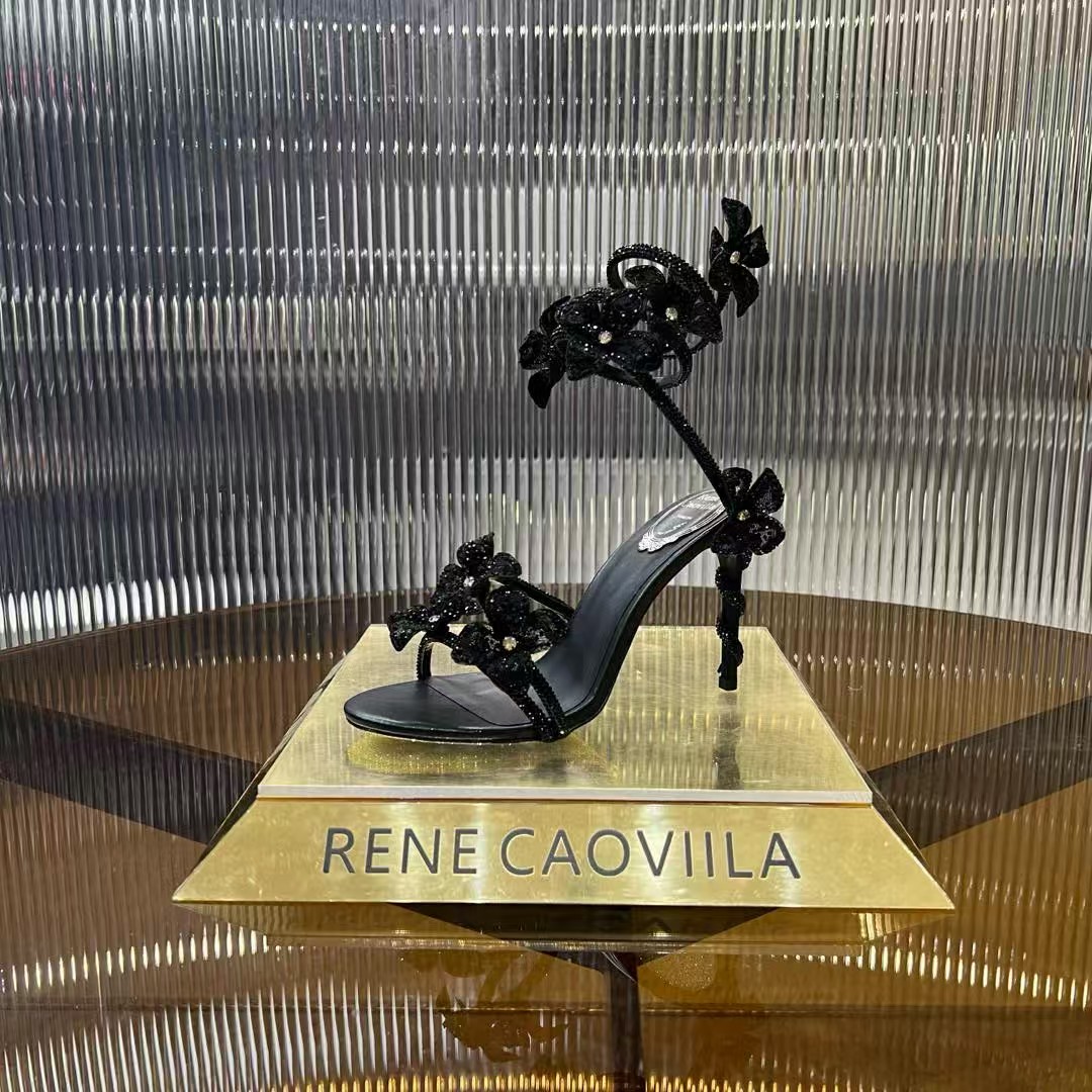 [TOP] Rene Caovilla High Heel Sandals- Black