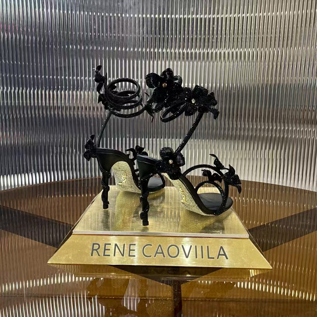 [TOP] Rene Caovilla High Heel Sandals- Black