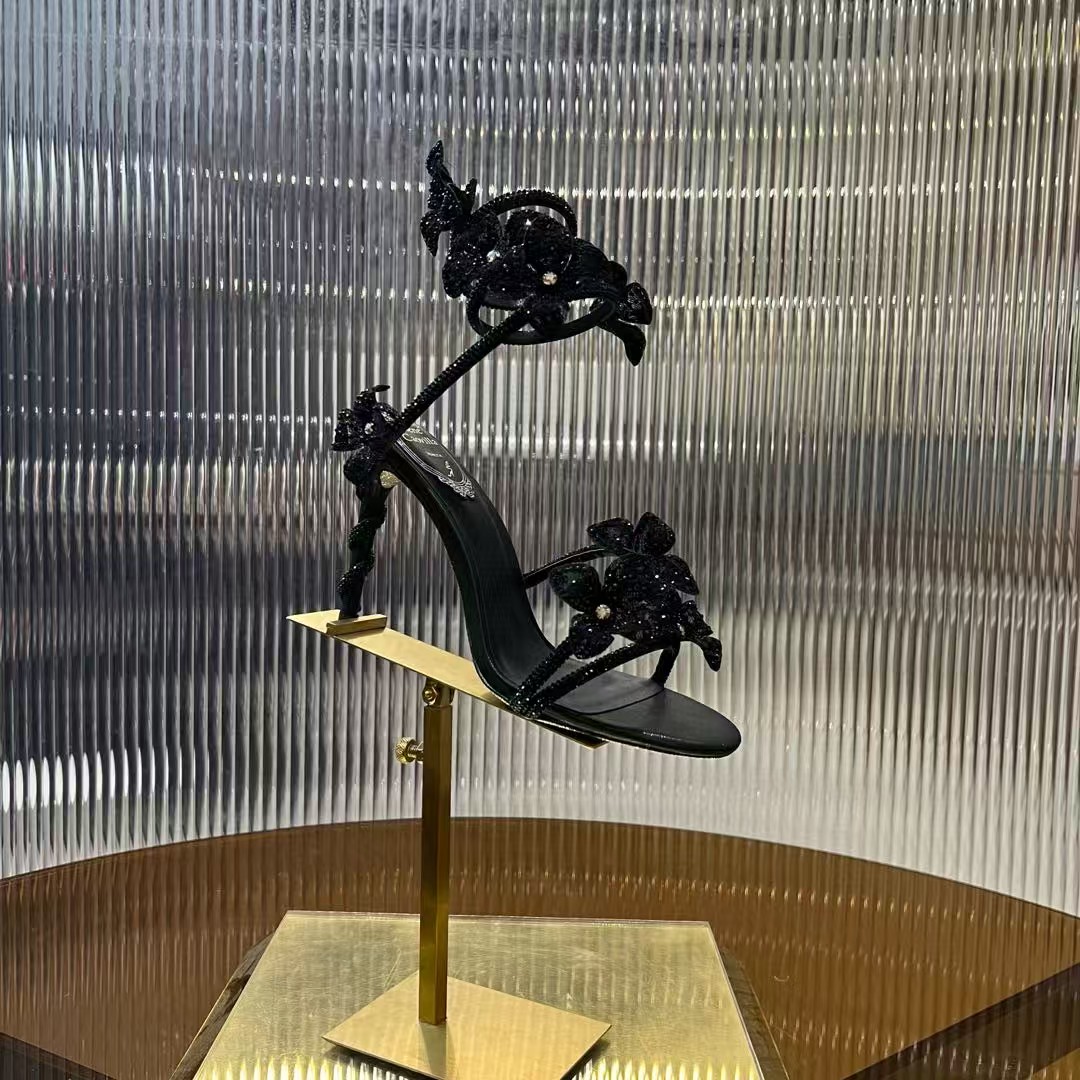 [TOP] Rene Caovilla High Heel Sandals- Black