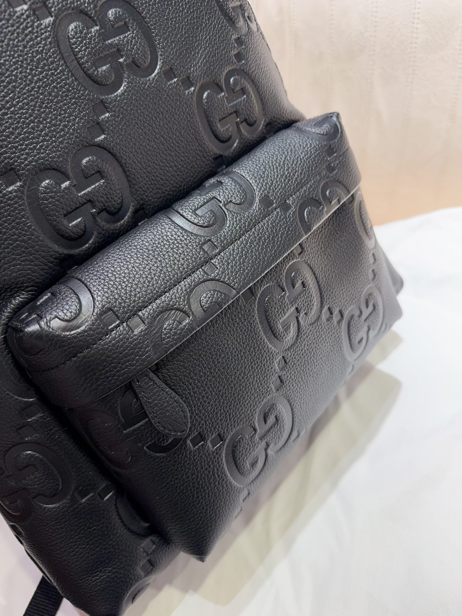 [TOP] GUCCI Leather Backpack 35.5*40*17cm - Black