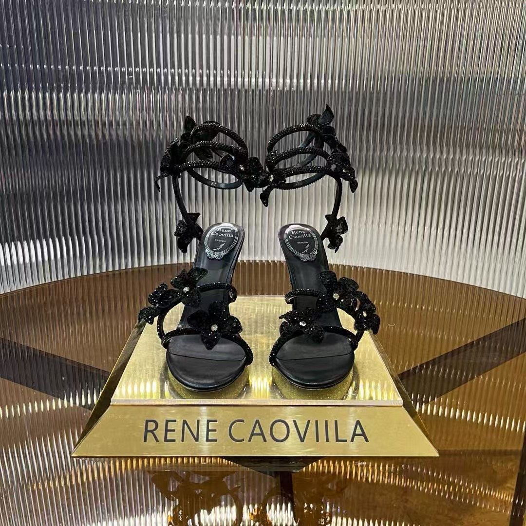 [TOP] Rene Caovilla High Heel Sandals- Black