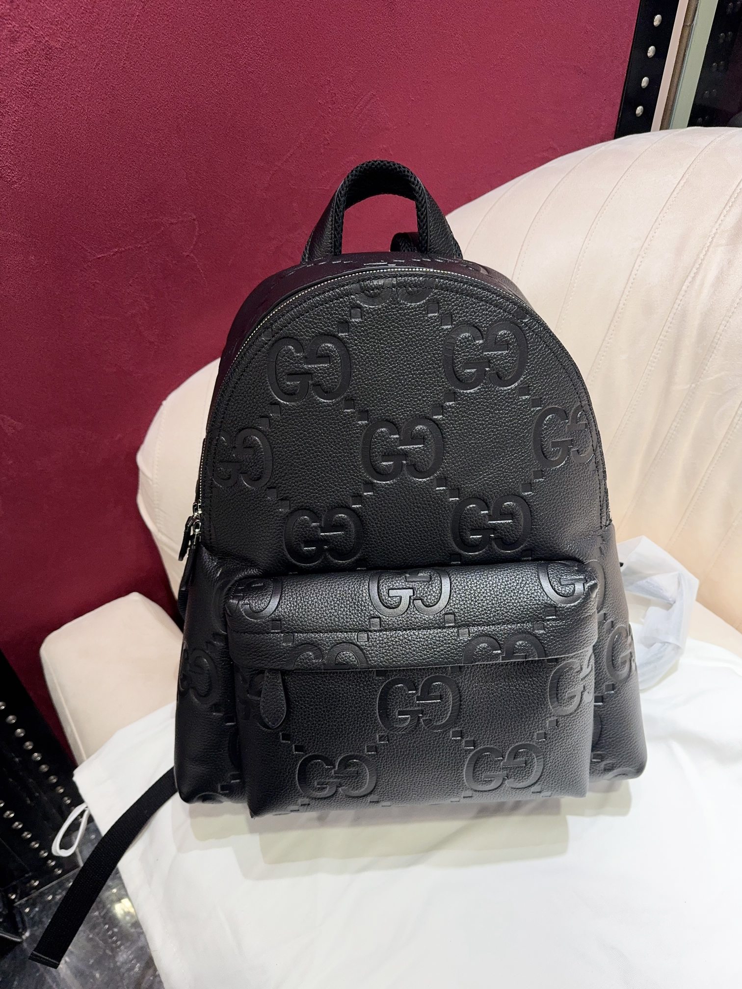 [TOP] GUCCI Leather Backpack 35.5*40*17cm - Black