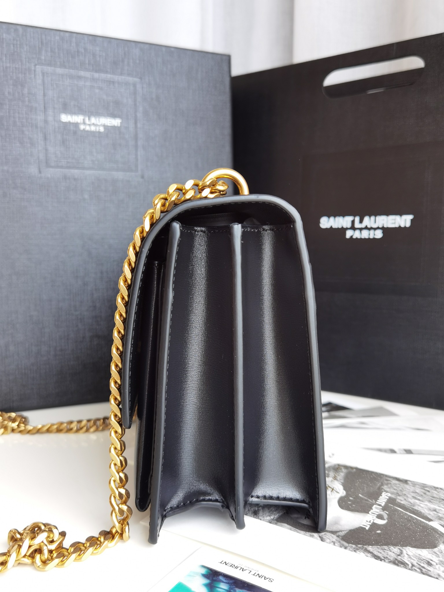 [TOP] Yves Saint Laurent YSL Medium Sunset Bag 22x8x16cm - Black