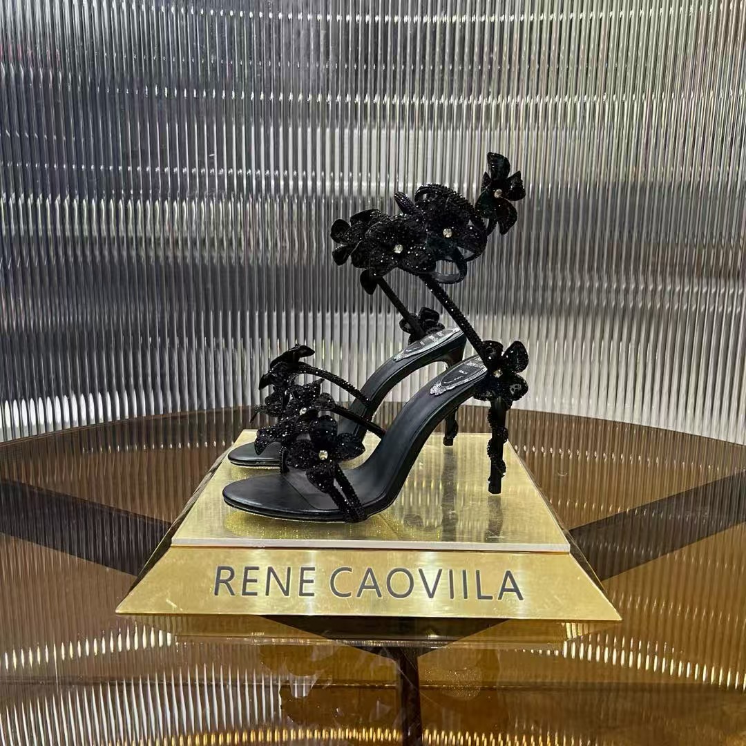 [TOP] Rene Caovilla High Heel Sandals- Black