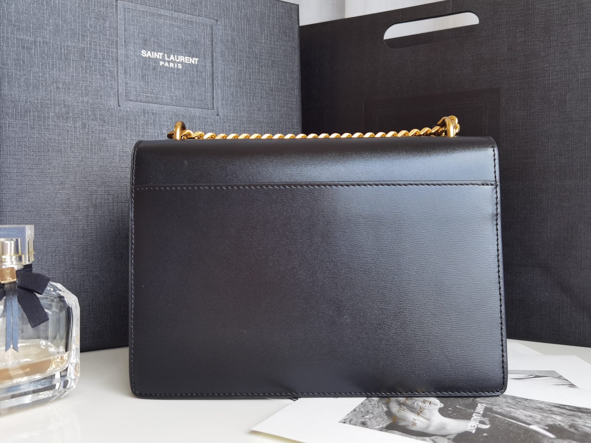 [TOP] Yves Saint Laurent YSL Medium Sunset Bag 22x8x16cm - Black