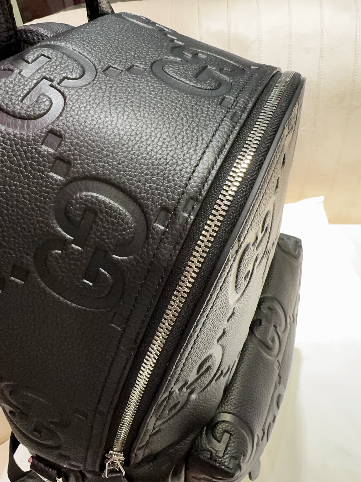 [TOP] GUCCI Leather Backpack 35.5*40*17cm - Black