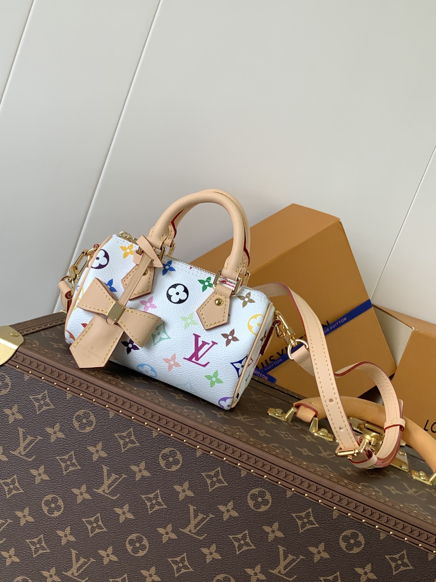 [TOP] Louis Vuitton LV Speedy Bandoulière Nano/25 Handbag 10x7.5x16cm/25x19x15cm - White