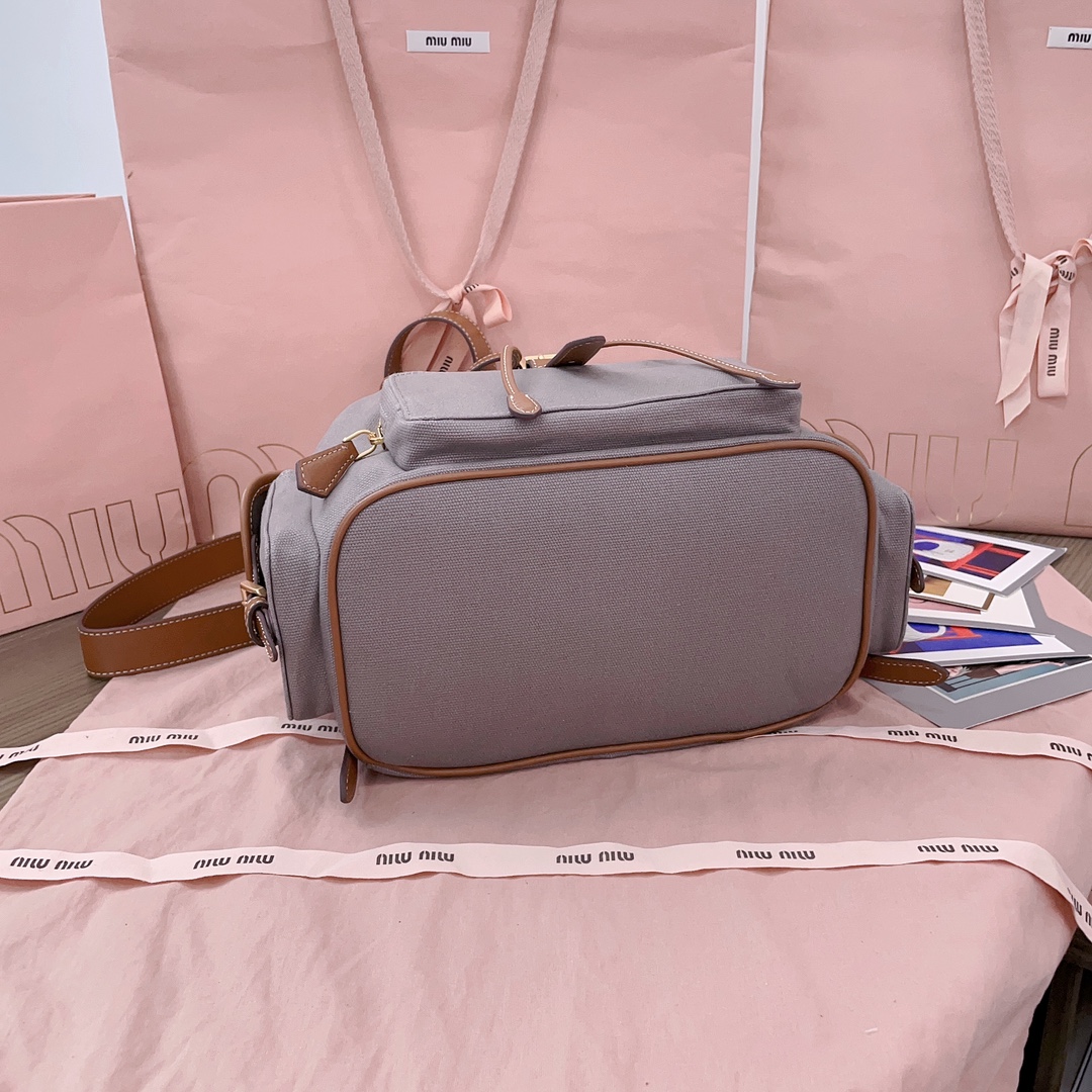 [TOP] Miu Miu Backpack Canvas+Cowhide 30*25*12.5cm - 3 Colour