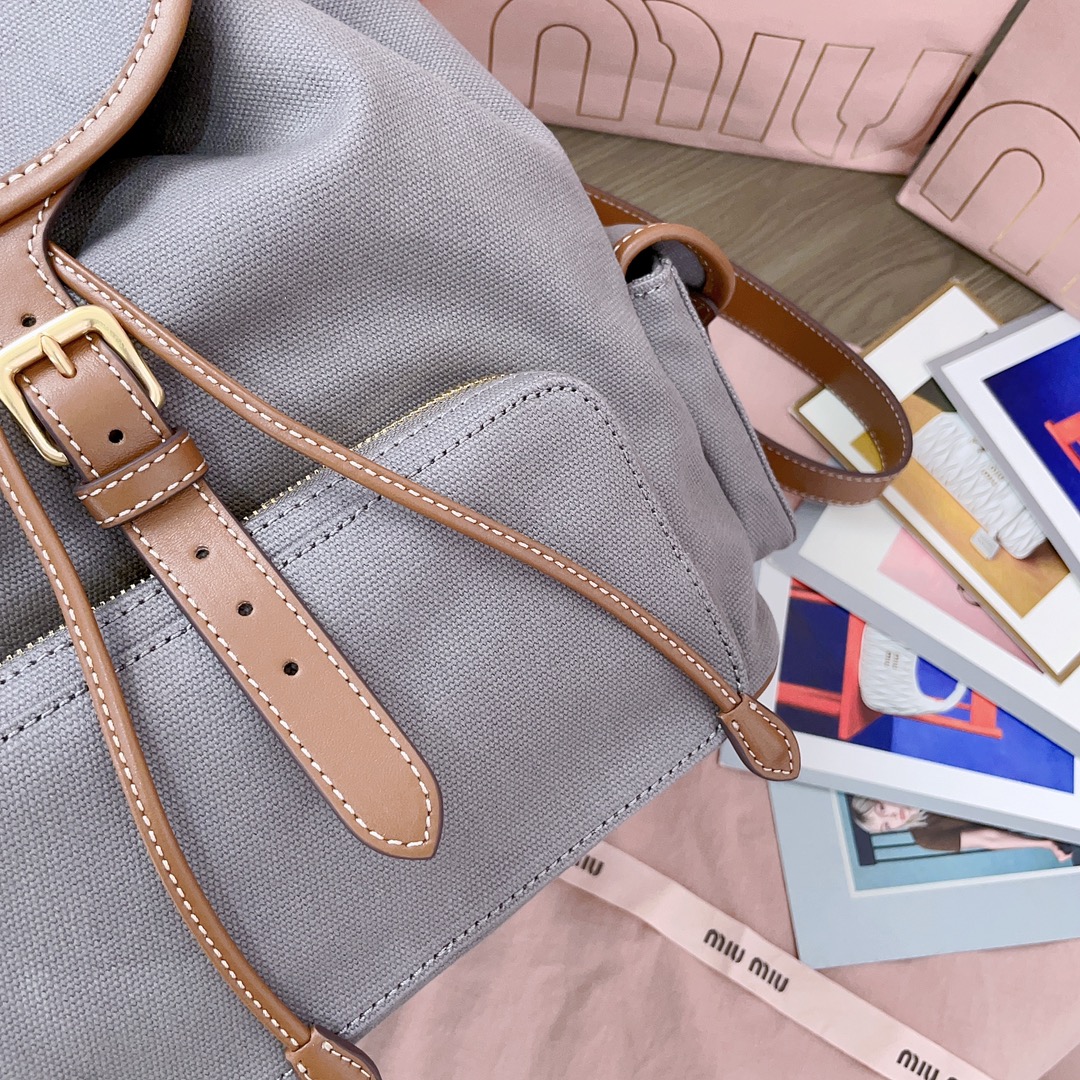 [TOP] Miu Miu Backpack Canvas+Cowhide 30*25*12.5cm - 3 Colour