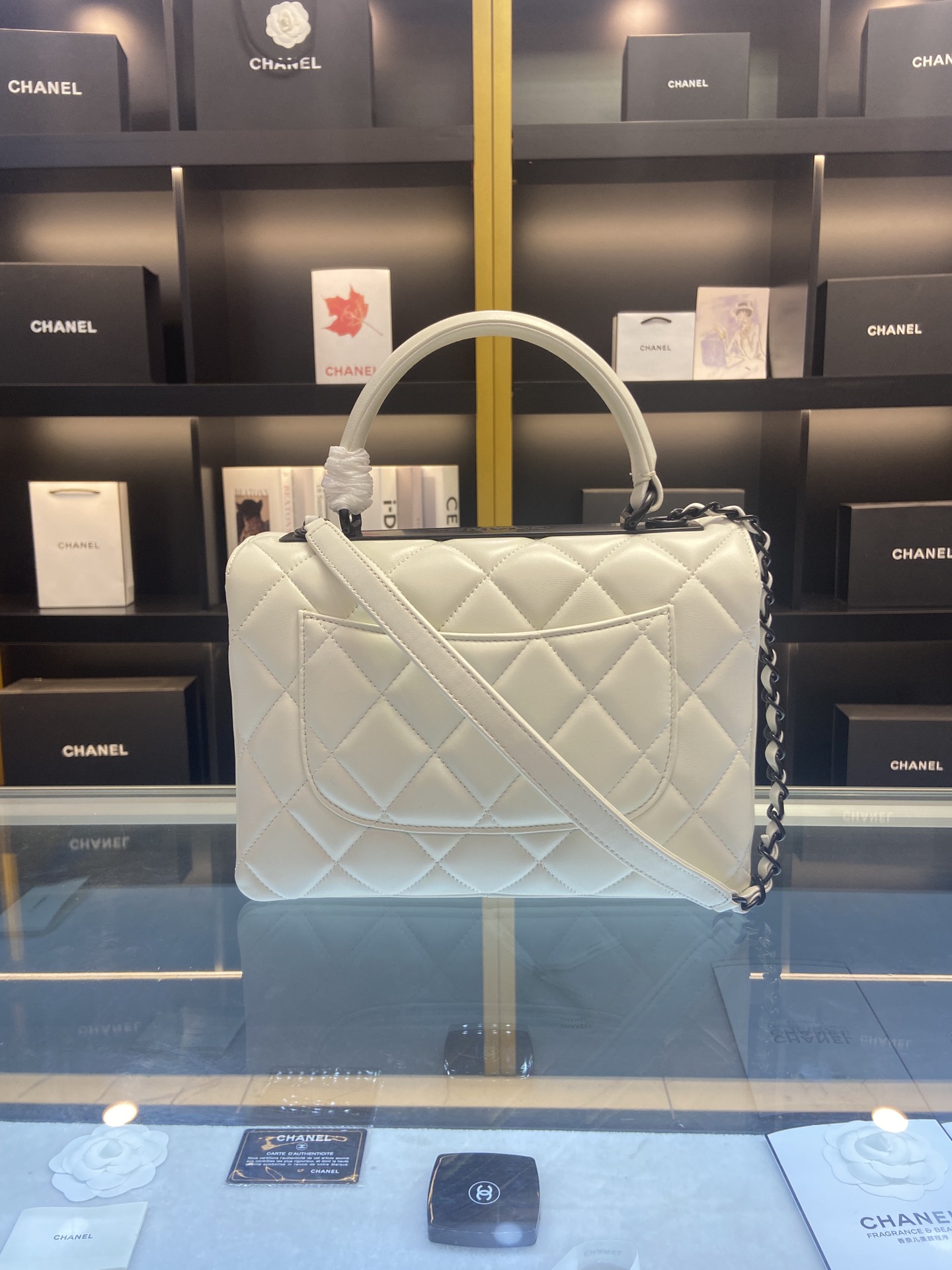 [TOP] CHANEL Trendy CC Handle Bag 25×12×17CM - White