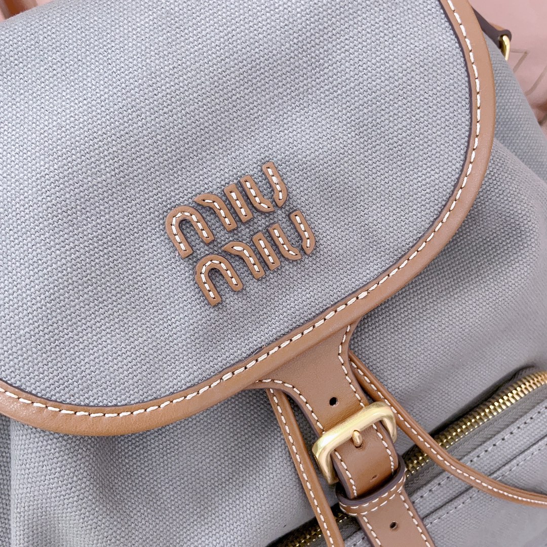 [TOP] Miu Miu Backpack Canvas+Cowhide 30*25*12.5cm - 3 Colour