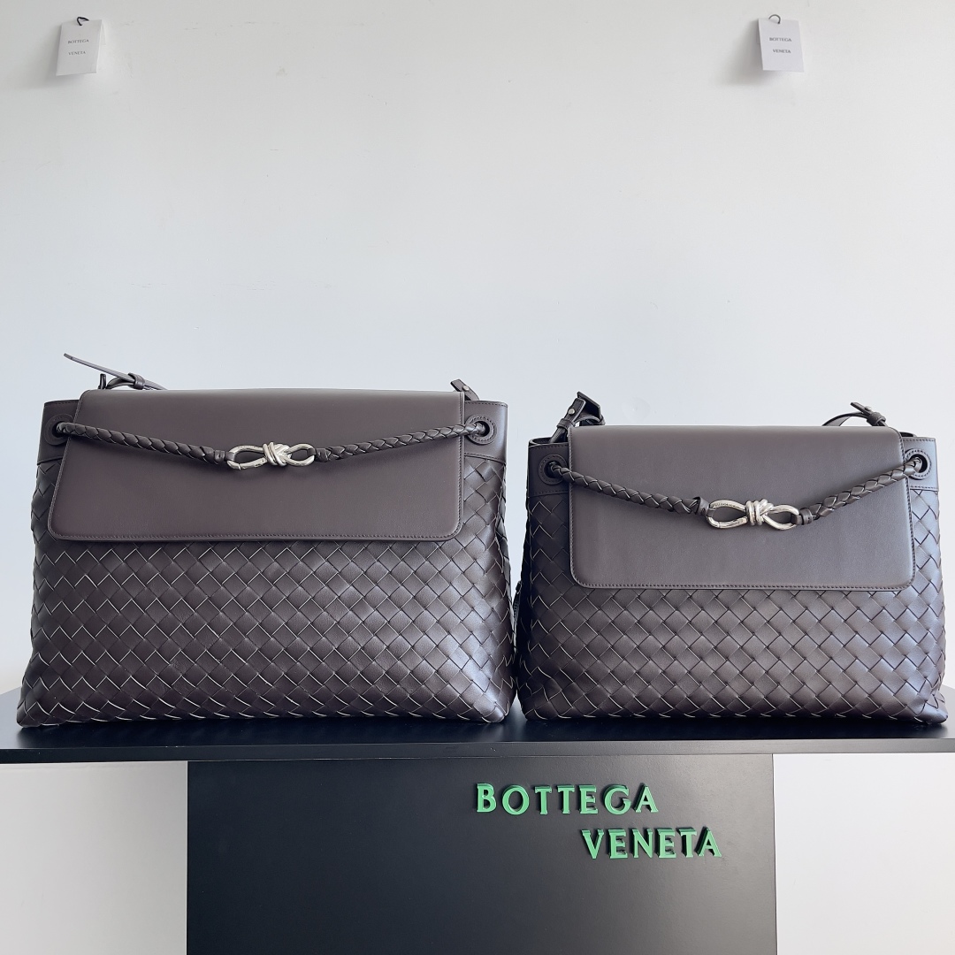 [TOP] Bottega Veneta BV Men's Andiamo Bag 37x26x13cm/43x32x20cm - Black/Chocolate