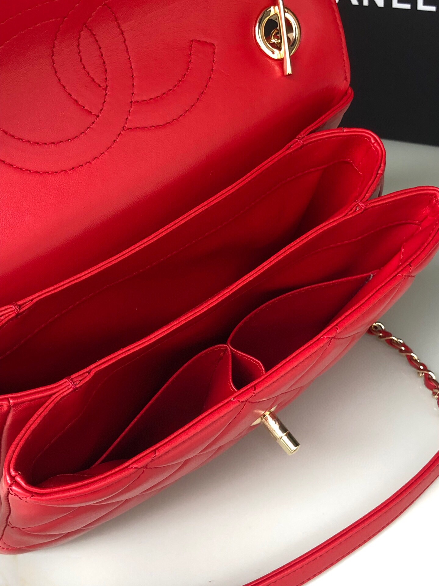 [TOP] CHANEL Trendy CC Handle Bag 25×12×17CM - Red&GHW