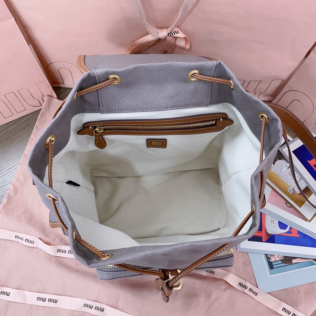 [TOP] Miu Miu Backpack Canvas+Cowhide 30*25*12.5cm - 3 Colour