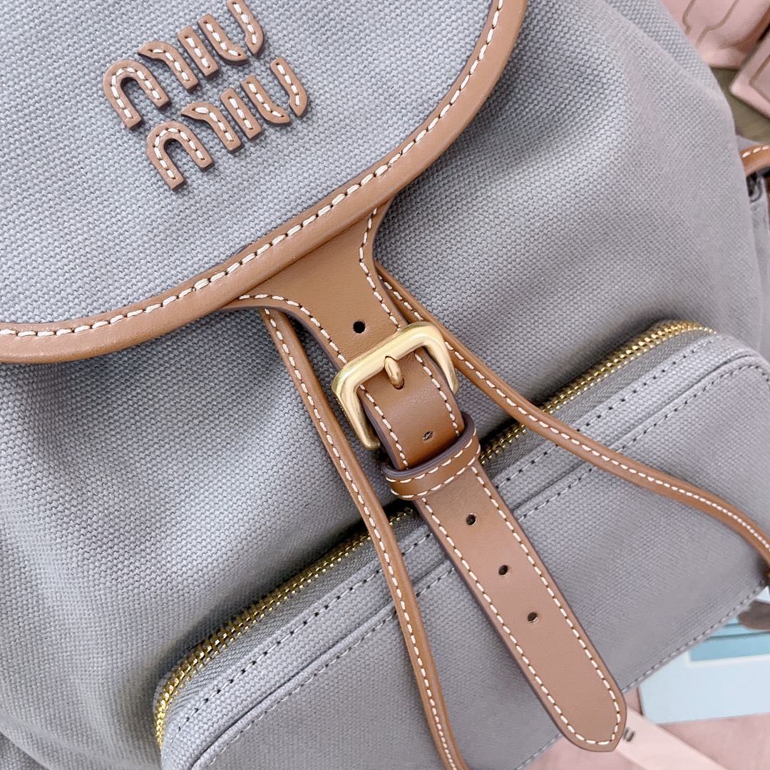 [TOP] Miu Miu Backpack Canvas+Cowhide 30*25*12.5cm - 3 Colour