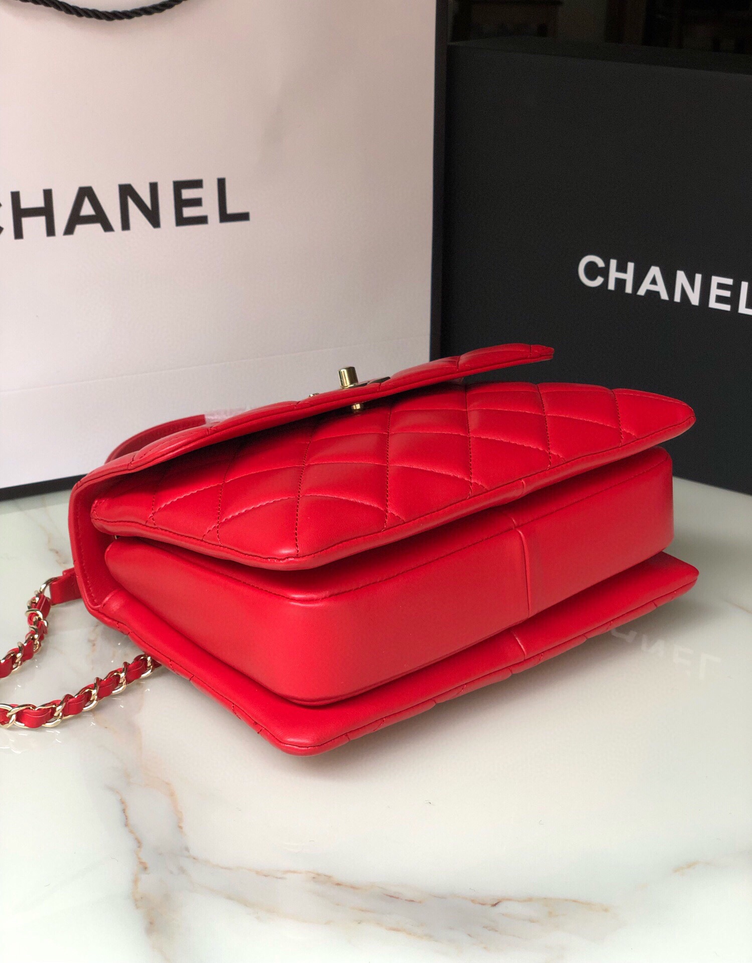 [TOP] CHANEL Trendy CC Handle Bag 25×12×17CM - Red&GHW