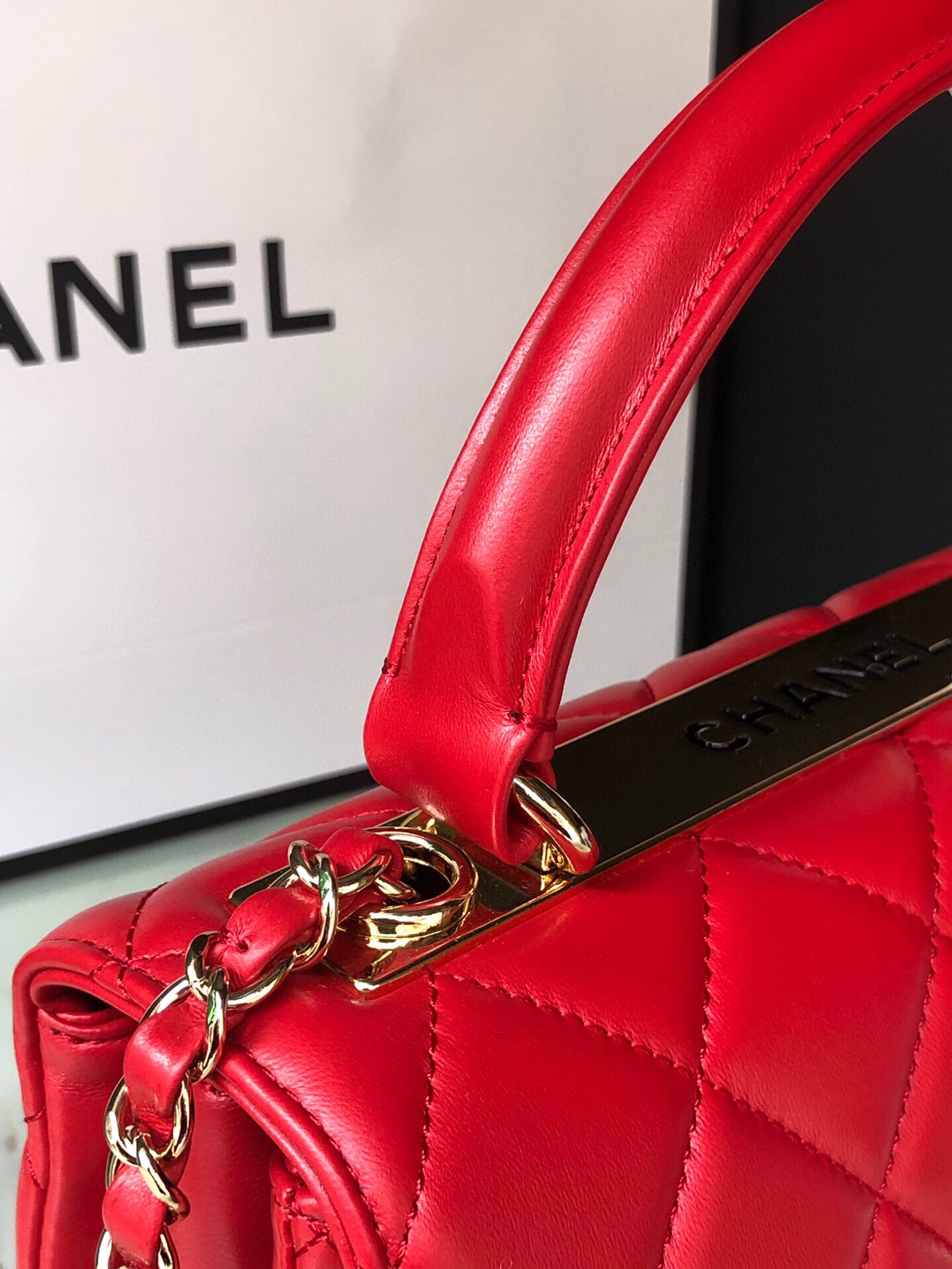 [TOP] CHANEL Trendy CC Handle Bag 25×12×17CM - Red&GHW