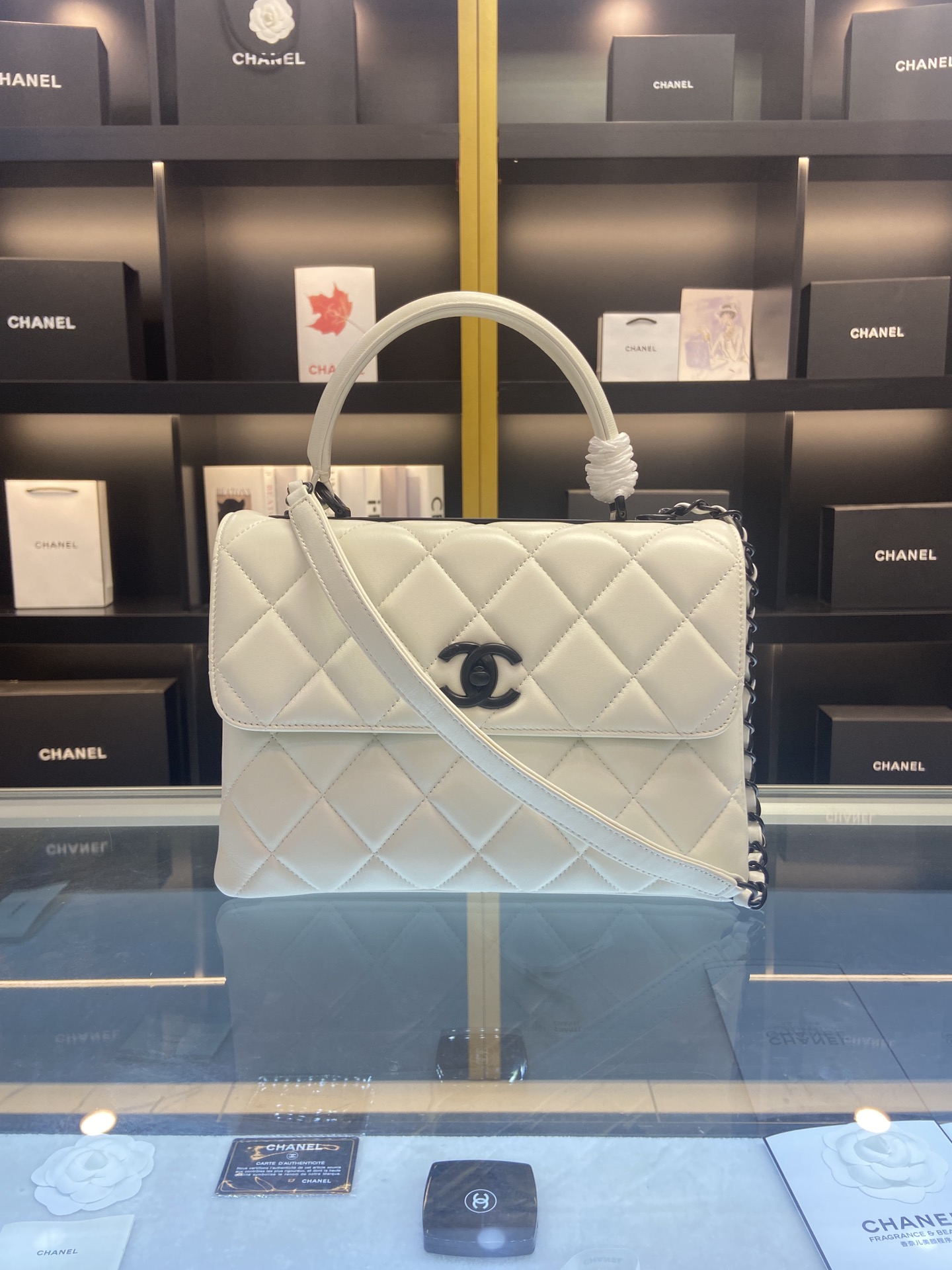 [TOP] CHANEL Trendy CC Handle Bag 25×12×17CM - White