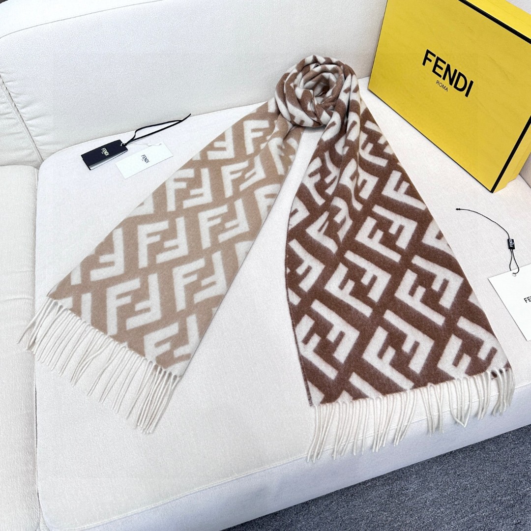 [TOP] FENDI FF Cashmere Scarf 180x35cm - 2 Colors